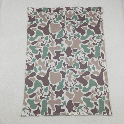 BL0226 Baby Kids Green Khaki Deer Camo Western Blanket C11.14