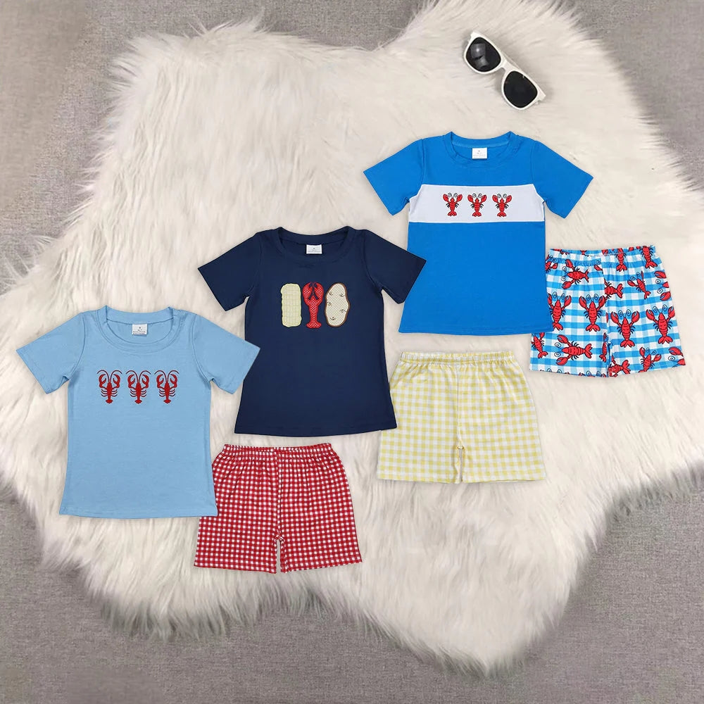 Sibling Baby Boys Crayfishes Short Sleeve Tops Shorts Clothing Sets 5.20