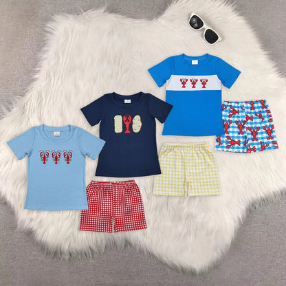 Sibling Baby Boys Crayfishes Short Sleeve Tops Shorts Clothing Sets 5.20