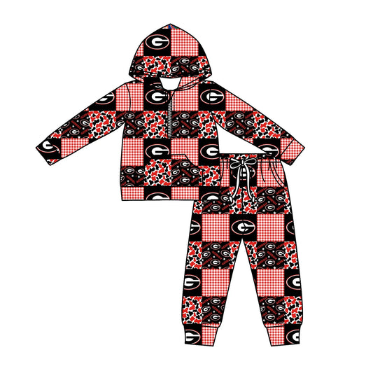 C12.3 Custom Moq 5 Baby Boys Camo G Checked Zipper Pockets Hoodies Pants Team Clothes Sets