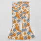 P0487 Baby Girls Fall Pumpkin Flowers Denim Pants Jeans