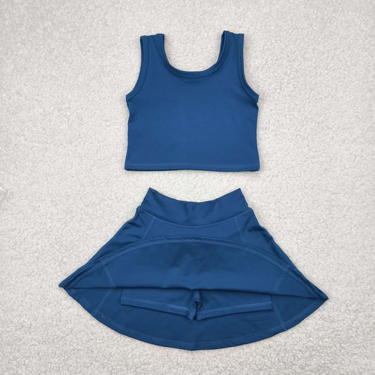 GSD1986 Baby Girls Dark Blue Vest Top Sports Skorts Clothes Set 4.23