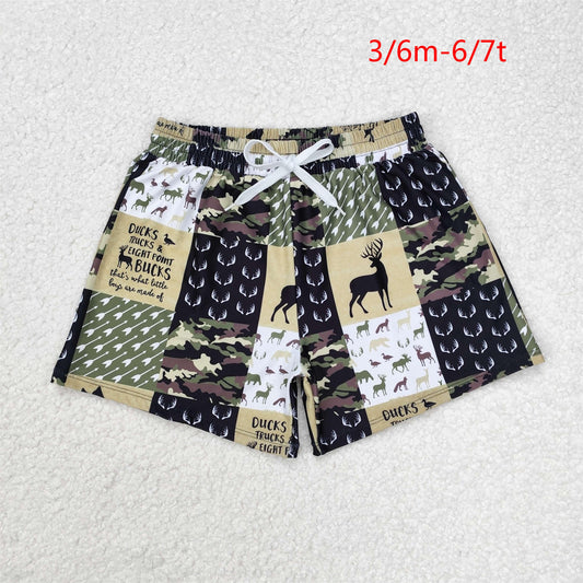 S0467 Baby Boys Green Deers Camouflage Trunks Bottoms Swimsuits