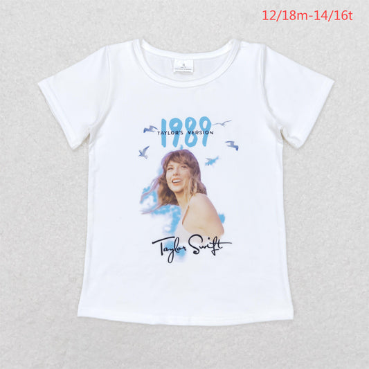 GT0531 Baby Girls 1989 White Singer Short Sleeve Tee Shirts Tops