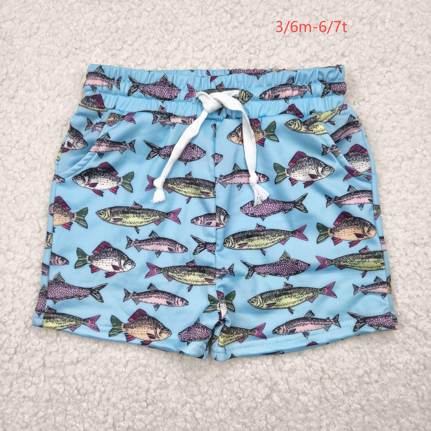 S0542 Baby Boys Hot Blue Fishes Swimming Trunks Summer Shorts 4.30