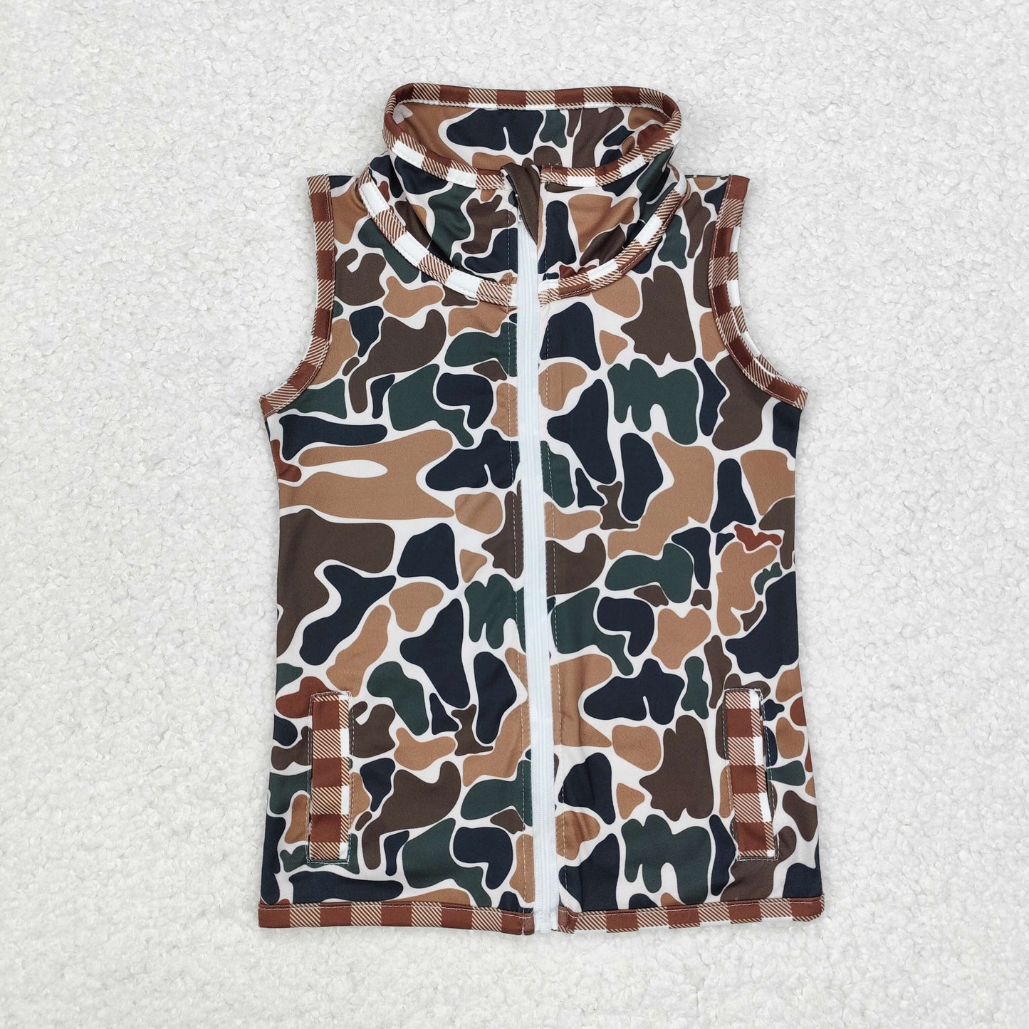 BT0856 Baby Boys Camo Hunting Zip Tops Vests