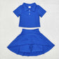 GSD1396 Baby Girls Royal Blue Buttons Shirt Skirt Active Wear Clothes Set