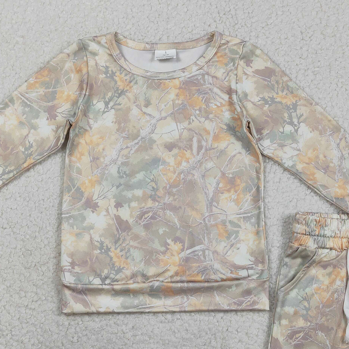 RTS GLS0058 Baby Girls Southern Leaves Camo Long Sleeve Top Pockets Shorts Clothes Sets