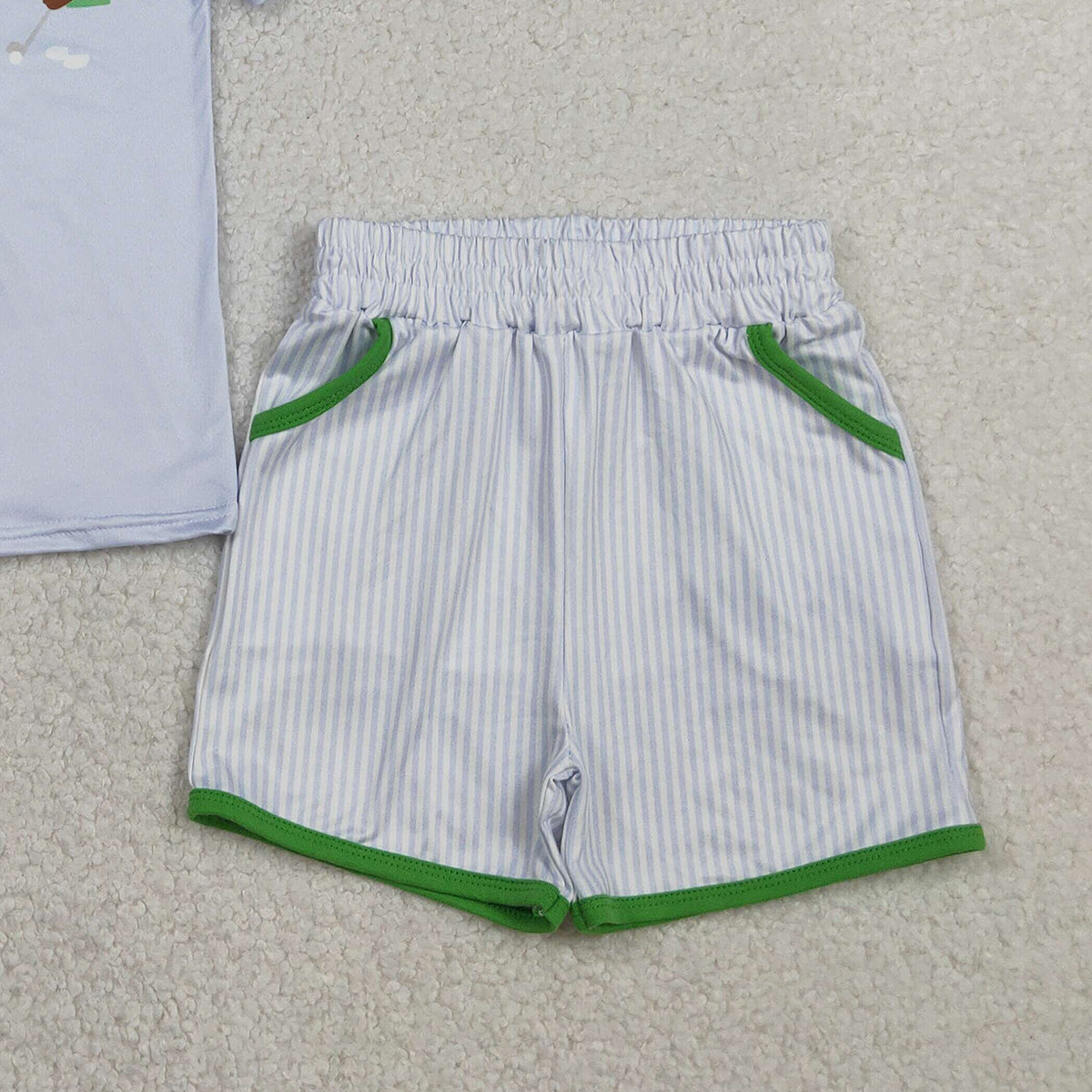 RTS BSSO1757 Baby Boys Blue Bears Golf Top Pockets Stripe Shorts Clothes Sets