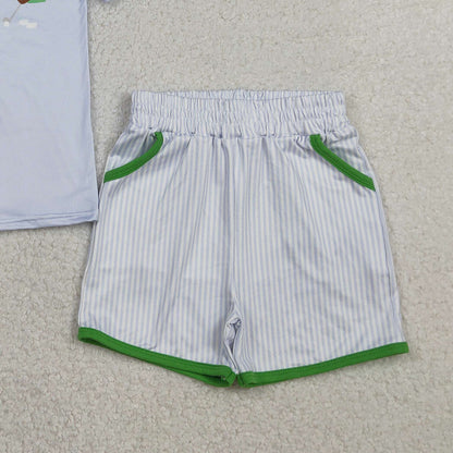 RTS BSSO1757 Baby Boys Blue Bears Golf Top Pockets Stripe Shorts Clothes Sets