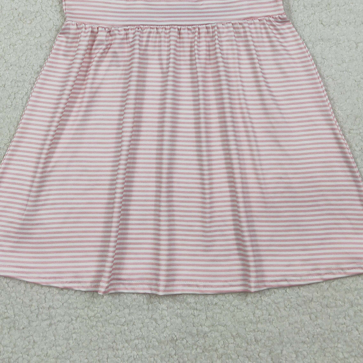 RTS GSD2957 Embroidery Rabbit Eggs Baby Girls Pink Stripe Easter Knee Length Dresses