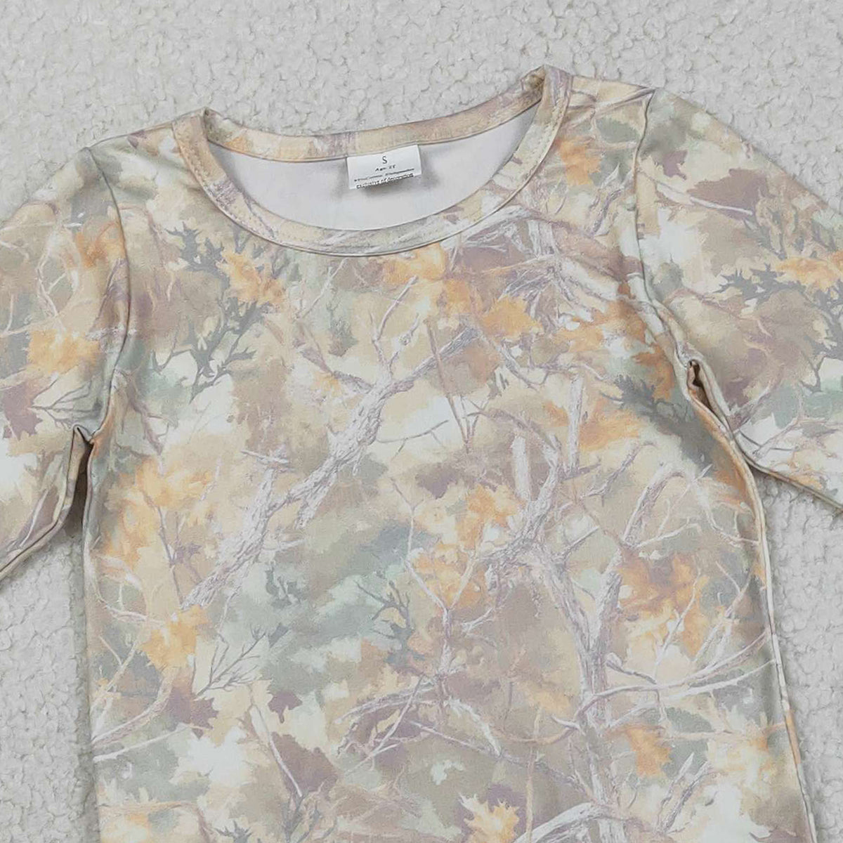 RTS GLS0058 Baby Girls Southern Leaves Camo Long Sleeve Top Pockets Shorts Clothes Sets