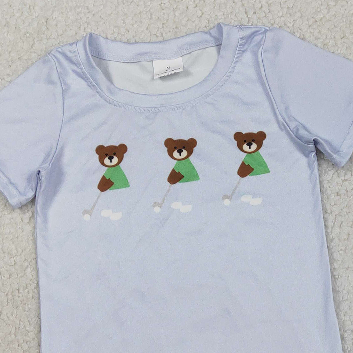 RTS BSSO1757 Baby Boys Blue Bears Golf Top Pockets Stripe Shorts Clothes Sets