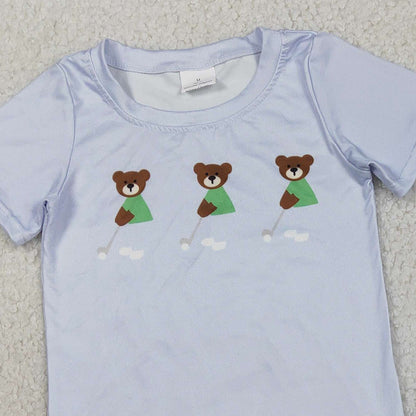 RTS BSSO1757 Baby Boys Blue Bears Golf Top Pockets Stripe Shorts Clothes Sets