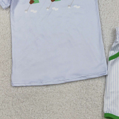 RTS BSSO1757 Baby Boys Blue Bears Golf Top Pockets Stripe Shorts Clothes Sets