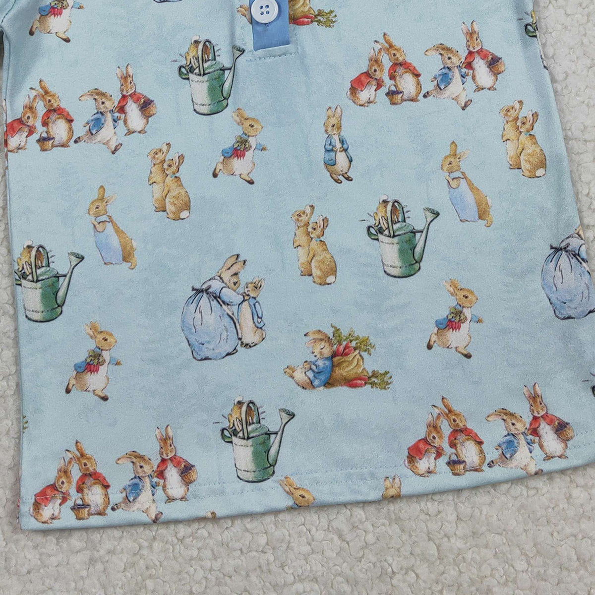 RTS BT1665 Baby Boys Short Sleeve Rabbits Easter Button Polo Shirts Top