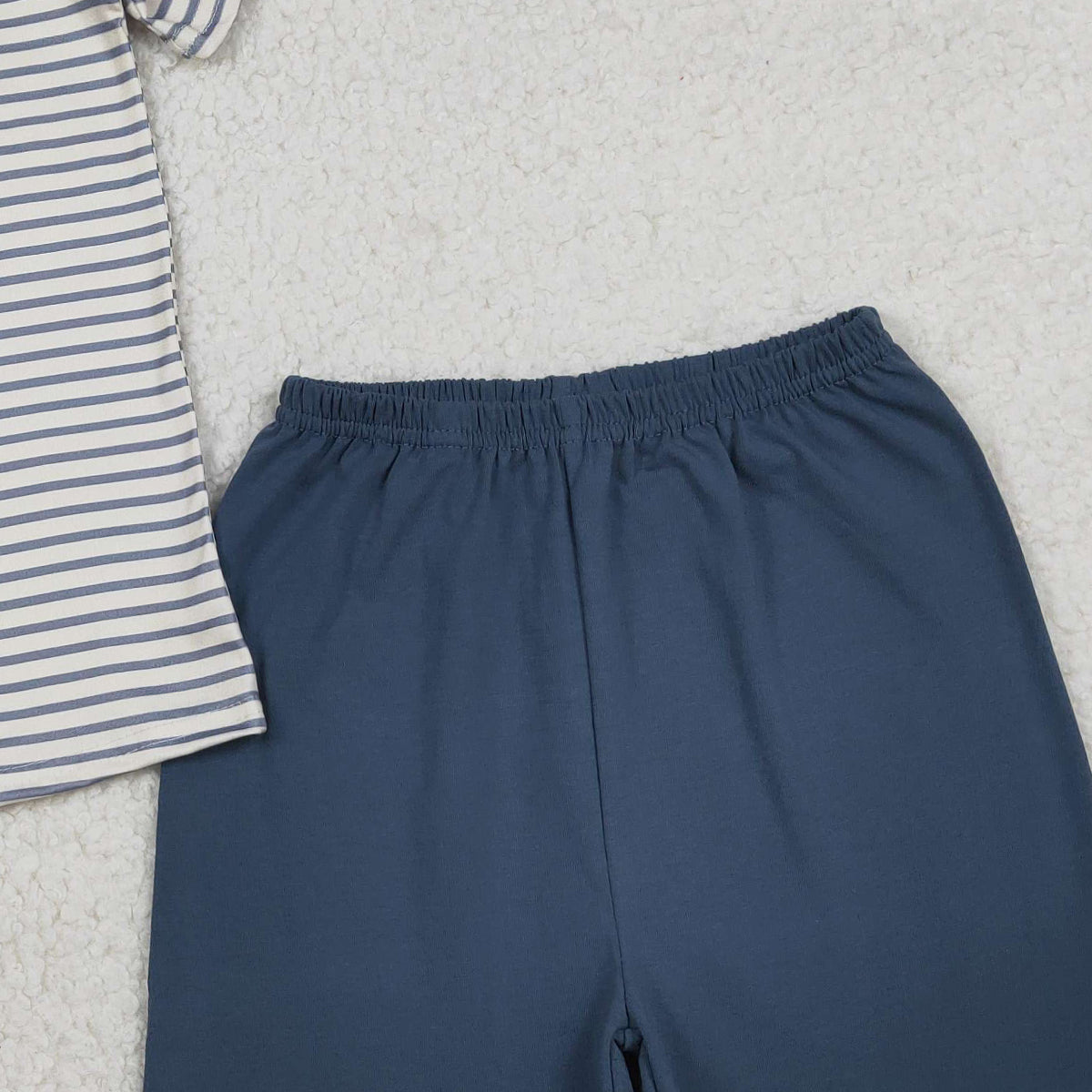 RTS BSSO1745 Embroidery Dogs Baby Boys Stripe Top Shorts Hunting Clothes Sets