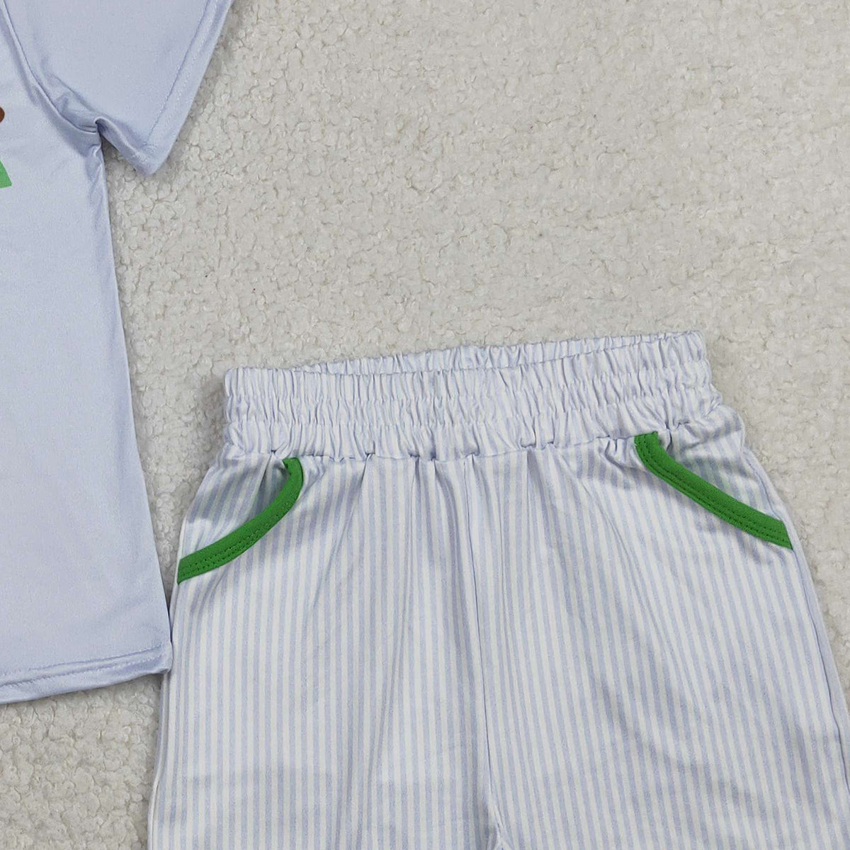 RTS BSSO1757 Baby Boys Blue Bears Golf Top Pockets Stripe Shorts Clothes Sets