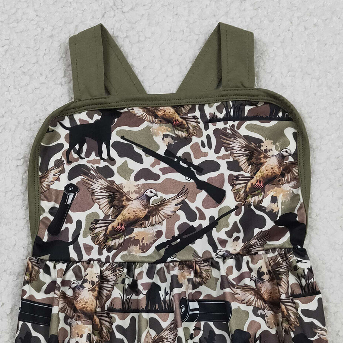 RTS SR3926 Baby Boys Strap Southern Dog Ducks Camo Hunting Rompers