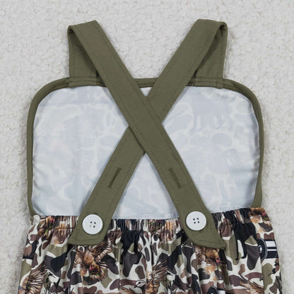 RTS SR3926 Baby Boys Strap Southern Dog Ducks Camo Hunting Rompers