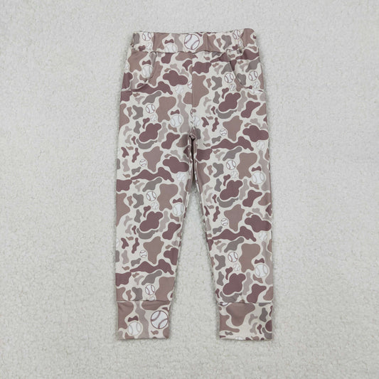 P0875 Baby Boys Khaki Camo Baseballs Team Pockets Leggings Pants C10.23