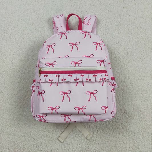 BA0233 Baby Kids Girls Pink Bows Backpack Zip Back Bag