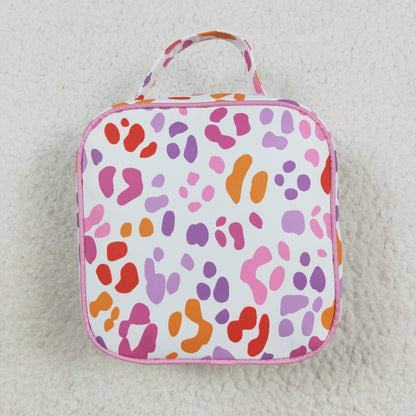 BA0309 Baby Girls Pink Leopard Ruffle School Bags Lunch Boxes 8.4