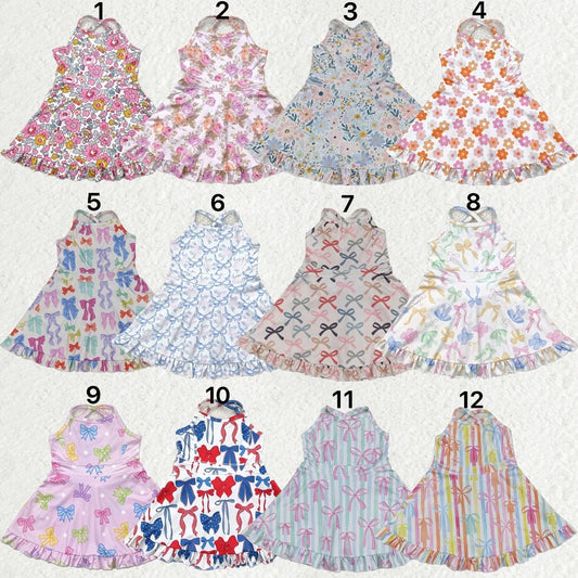 Sibling (1-6)Baby Girls Straps Sports Wear Yoga Athletic Knee Length Dresses 5.15