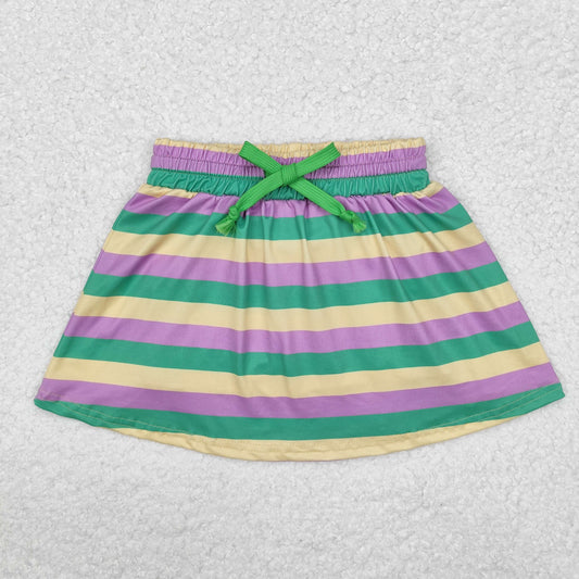 GLK0037 Baby Girls Mardi Gras Stripes Skorts Shorts Skirt