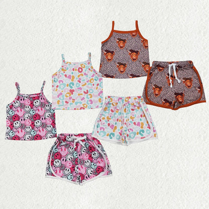 Sibling Baby Girls Summer Straps Shirts Shorts Clothes Sets 6.18