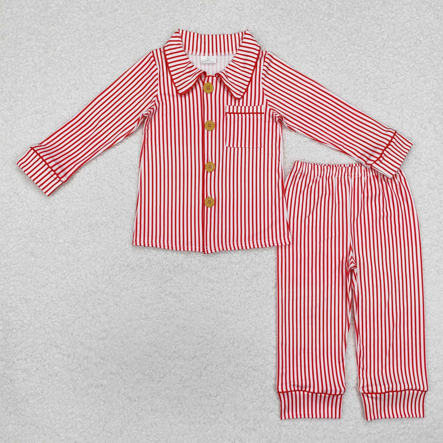 BLP0980 Baby Boys Red Stripes Buttons Shirts Pants Pajamas Clothes Set