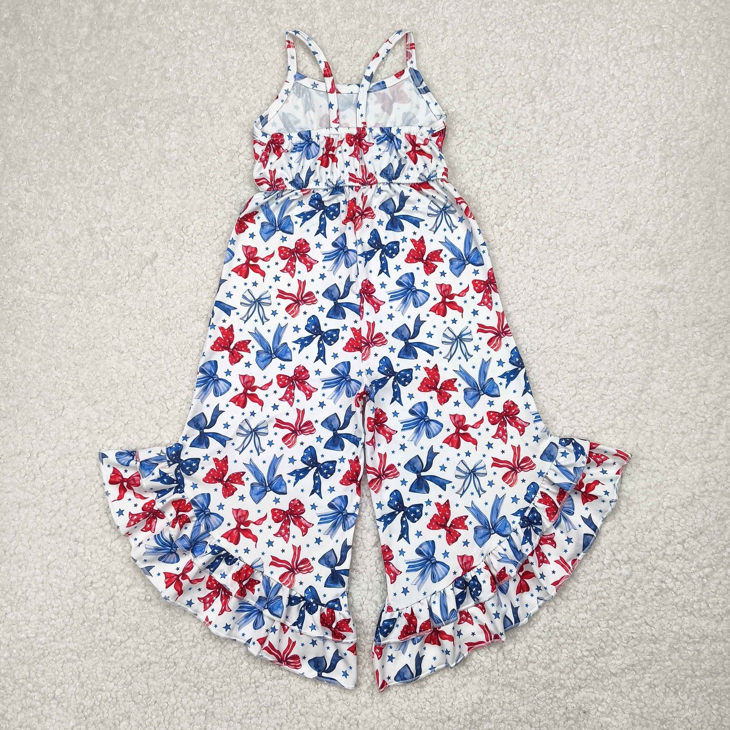 SR2865 Baby Girls Coquette Bows 4th Of July Straps Jumpsuit