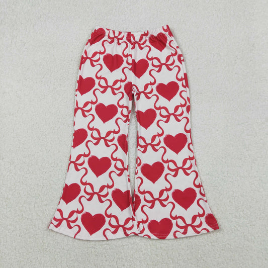 P0895 Baby Girls Red Bows Hearts Checked Valentine Bell Bottom Pants C10.20