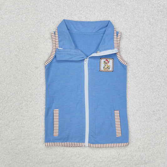 BT0860 Baby Kids Christmas Dog Zip Pocket Vest Tops