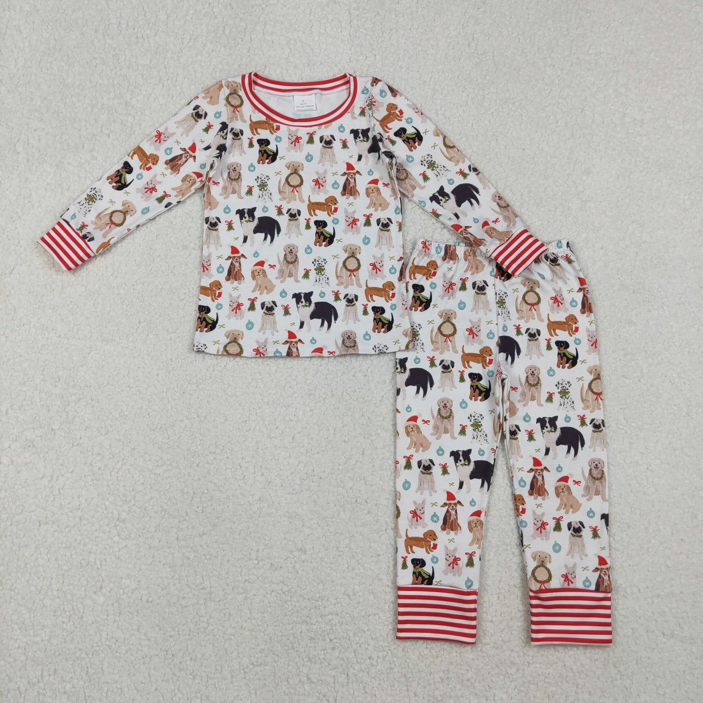 GLP2193 Baby Girls Hats Dogs Holly Top Pants Christmas Pajamas Set C10.30