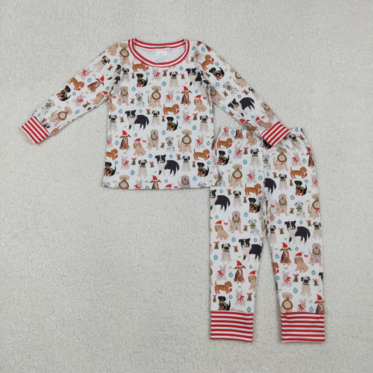 GLP2193 Baby Girls Hats Dogs Holly Top Pants Christmas Pajamas Set C10.30