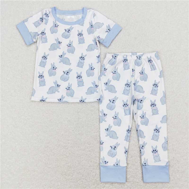 RTS BSPO0237 Kids Summer Top With Long Pants Baby Boys Easter Bunny Short Sleeve Tee Pants Pajamas Clothes Sets