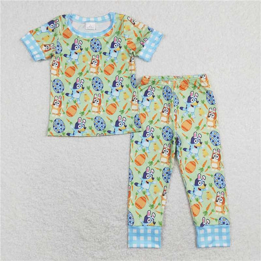 RTS BSPO0273 Kids Summer Top With Long Pants Baby Boys Easter Dog Top Pants Pajamas Outfits Clothes Sets