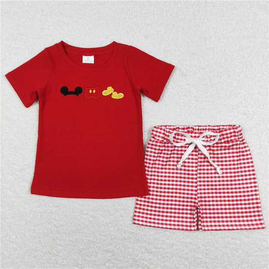 RTS BSSO0416 Baby Boys Red Shoes Short Sleeve Tee Shirts Shorts Outfits Clothes Sets