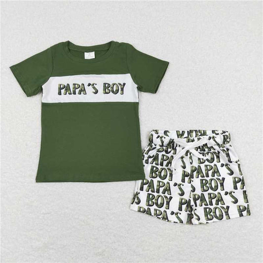 RTS BSSO0512 Baby Boys Papa's Boy Green Top Shorts Clothes Sets