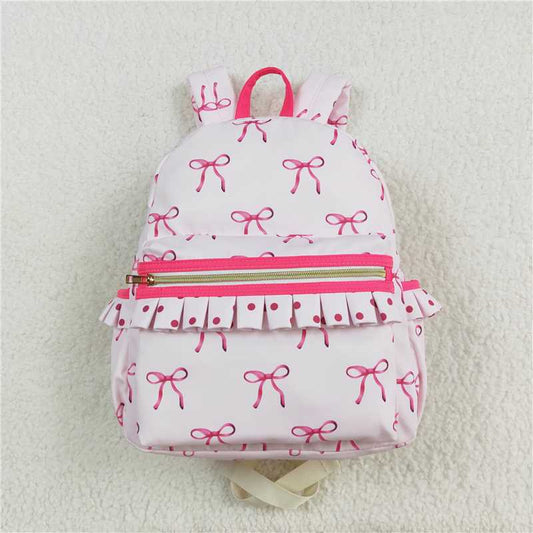 Girls Back To School Bow Print Pink Backpack Lunch Boxes