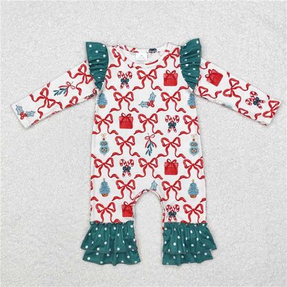 Sibling Baby Girls Christmas Bows Gifts Skirt Rompers Clothes Sets