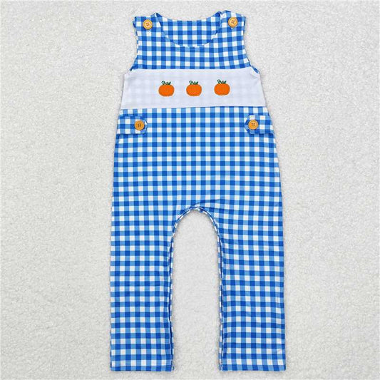 Sibling Girls Boys Blue Pumpkins Dresses Rompers Fall Clothes Sets