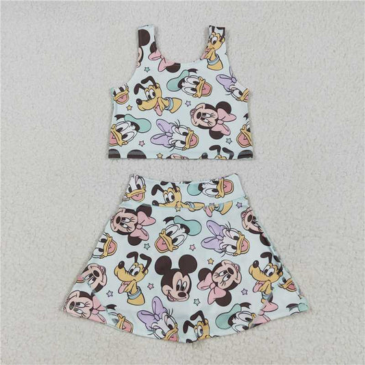 RTS GSD2353  Baby Girls Sleeveless Top Skort Yoga Sets Kids' Outfit