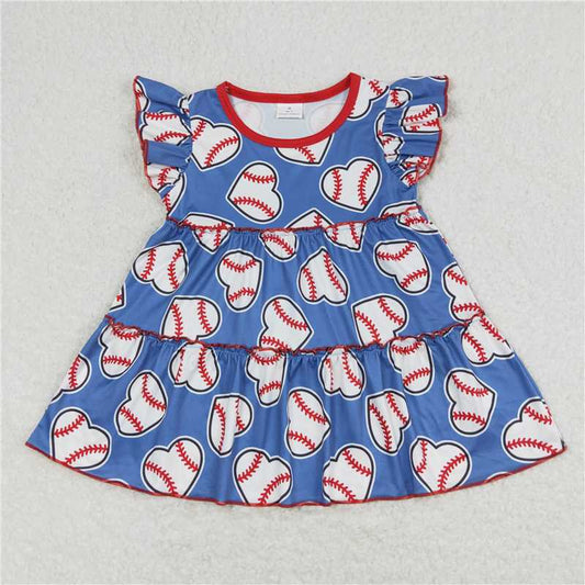 RTS GT0483 Baby Girls Baseball Hearts Tunic Tops Infant Outfit Long Sleeve Tunic Tops Girls Outfit Baseball Tee Baby Girl Clothes