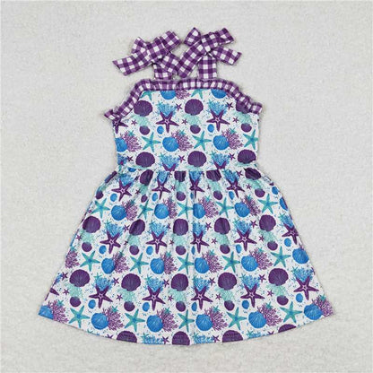 Baby Girls Straps Purple Starfish Sister Sibling Designs Clothes Sets