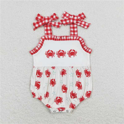 Baby Girls Boys Crabs Sibling Ruffle Shorts Rompers Clothes Sets