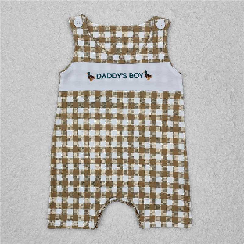 RTS SR2303 Baby Boys Romper Baby Infant Daddy's Boy Ducks Checkered Rompers