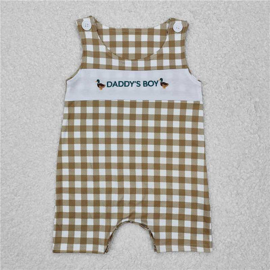RTS SR2303 Baby Boys Romper Baby Infant Daddy's Boy Ducks Checkered Rompers