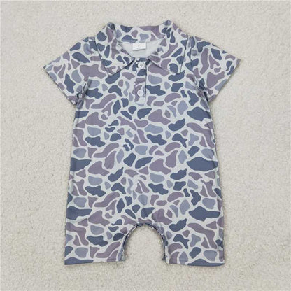 Sibling Baby Infant Boys Short Sleeves Camouflage Button Rompers 4.16